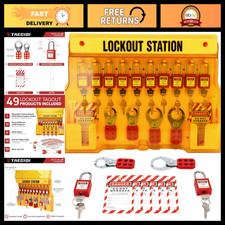 Lockout Tagout Station Kit - 12 Safety Padlocks, 6 Loto Hasps, 30 Tags for OSHA picture