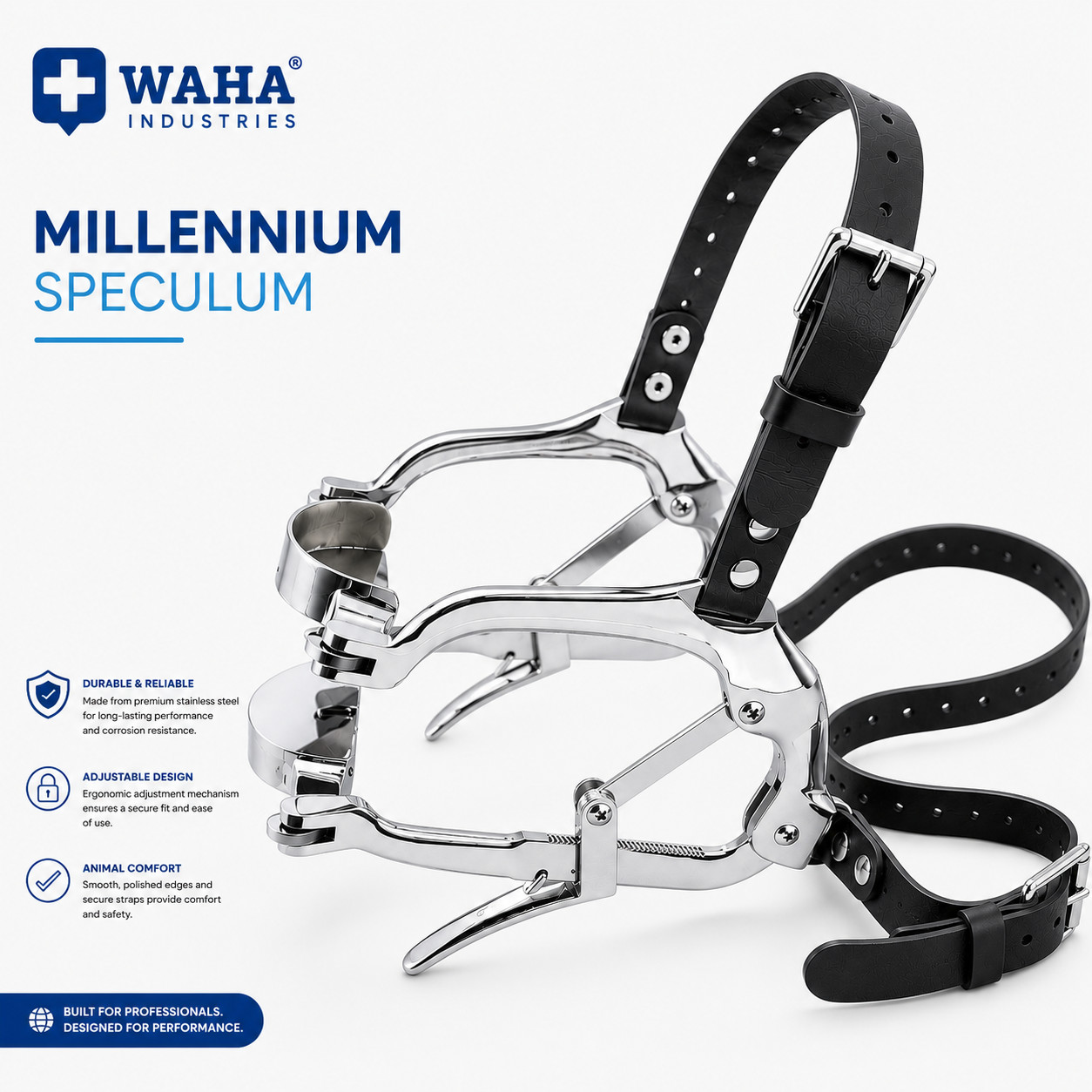 Equine Dental Millennium Speculum Horse Mouth Gag Stainless Steel biothene strap Equine Dental Millennium Speculum Horse Mouth Gag Stainless Steel biothene strap