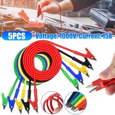 5Pcs 30V 15A Alligator Clips Electrical Test Leads Set 3.3ft Jumper Wires Cables picture