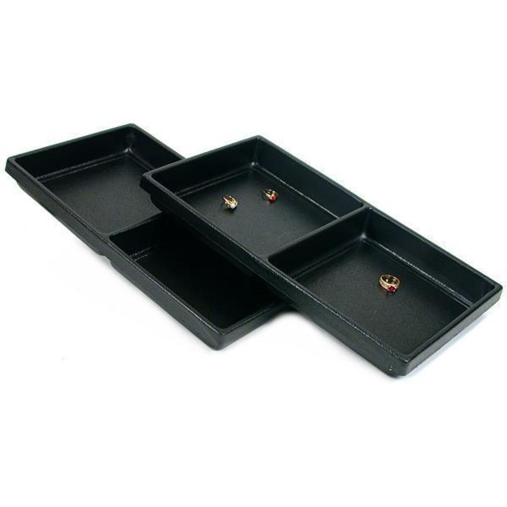 2 Black Plastic 2 Compartment Jewelry Tray Inserts 2 Black Plastic 2 Compartment Jewelry Tray Inserts