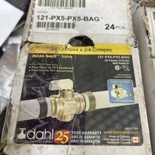 New Box Lot Of 24 Dahl 121-px5-px5- bag 3/4 x 3/4  Straight  mini-Ball Valve Pex picture
