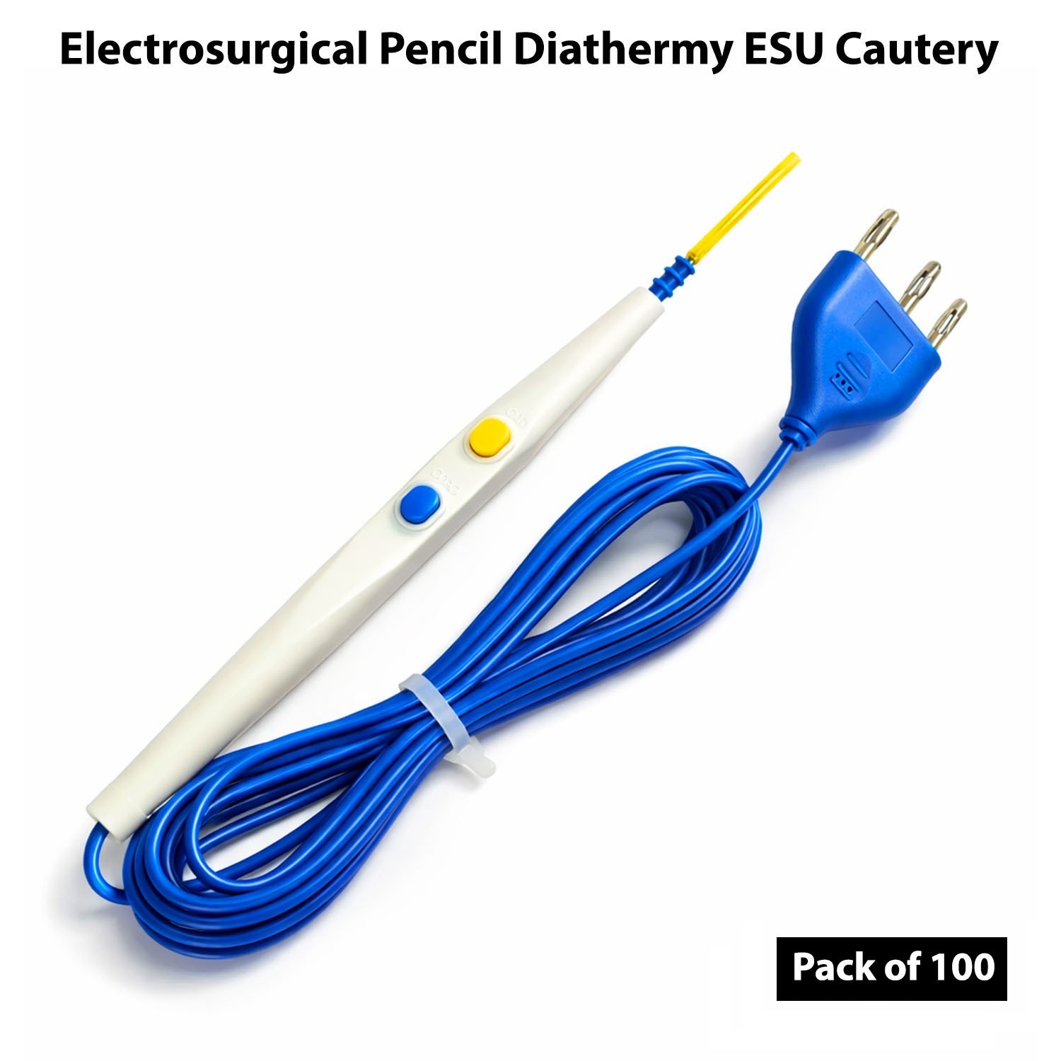 Diathermy ESU Cautery Electrosurgical Pencil with Blade Electrode Box of 100 Pcs