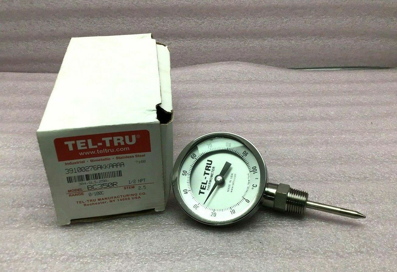 NEW TEL-TRU BC350R STAINLESS STEEL BIMETALLIC THERMOMETER 1/2 NEW TEL-TRU BC350R STAINLESS STEEL BIMETALLIC THERMOMETER 1/2