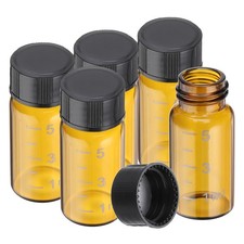 5 Pcs 5ml Amber Glass Vials with Black Screw Caps, Sealed Bottles with Scale picture