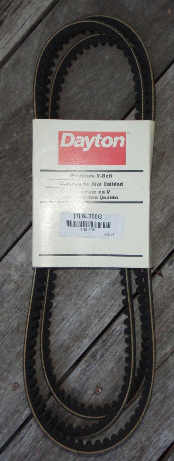 Dayton BX116 (6L300G) Cogged, Wedge V-Belt, 95\ Dayton BX116 (6L300G) Cogged, Wedge V-Belt, 95\