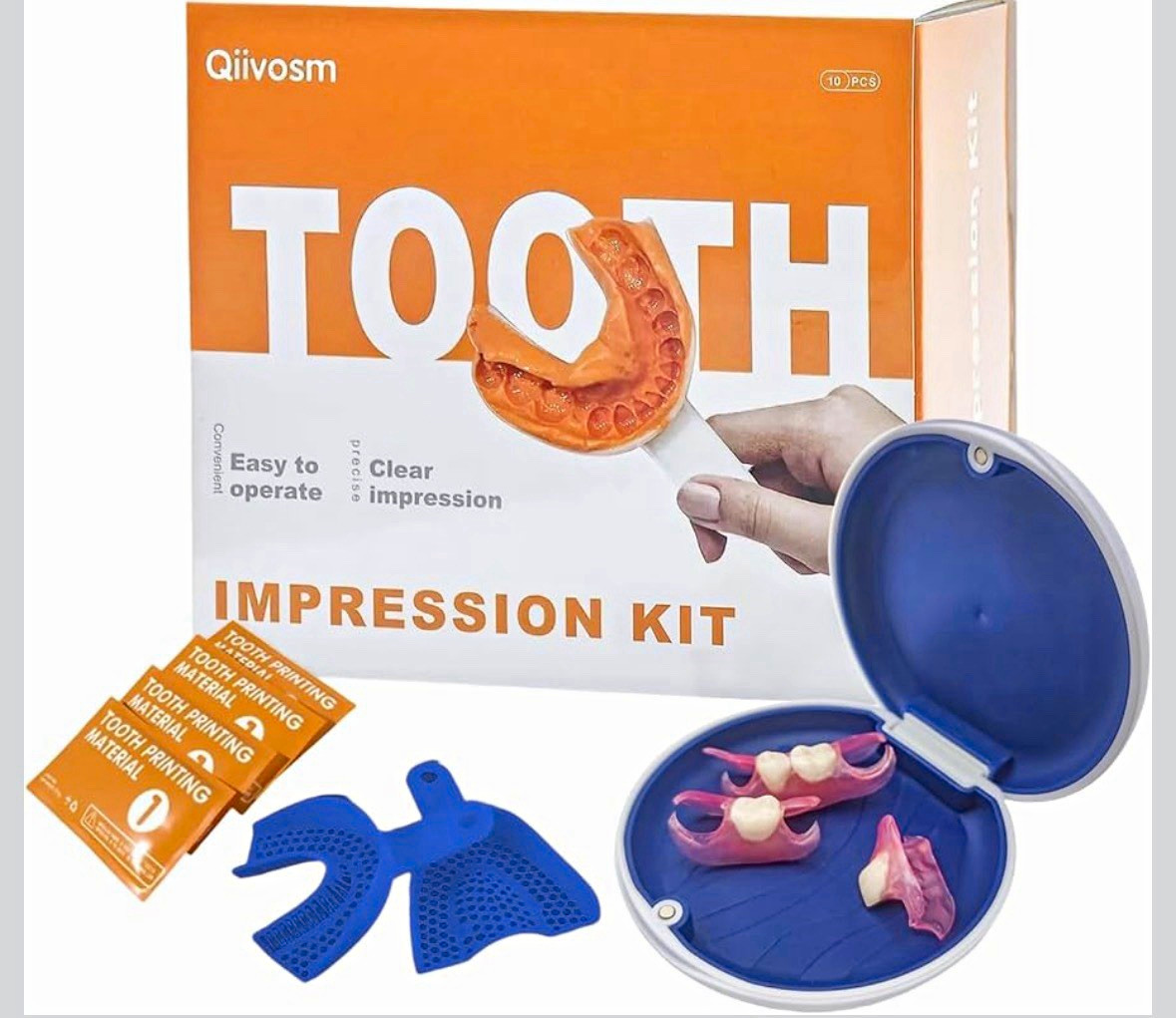 Qiivosm Dental Tooth Impression Kit 10pcs Trays Supplies DIY Denture Home New