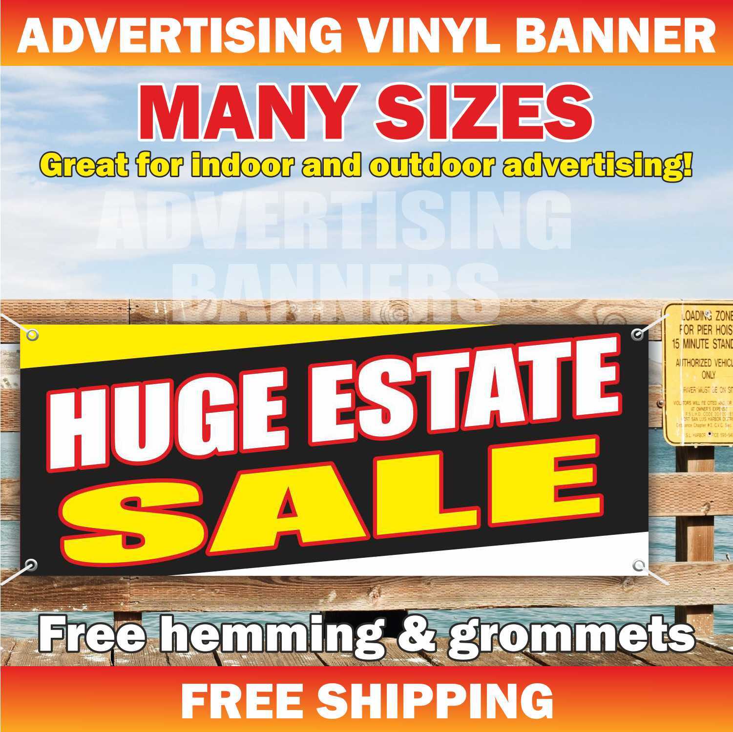 HUGE ESTATE SALE Advertising Banner Vinyl Mesh Sign office space home realtor HUGE ESTATE SALE Advertising Banner Vinyl Mesh Sign office space home realtor