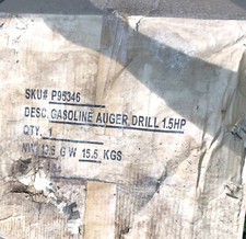 (Dirty/Torn PartiallyOpen Box)Vintage Central Machinery Gasoline Auger Drill 1.5 picture