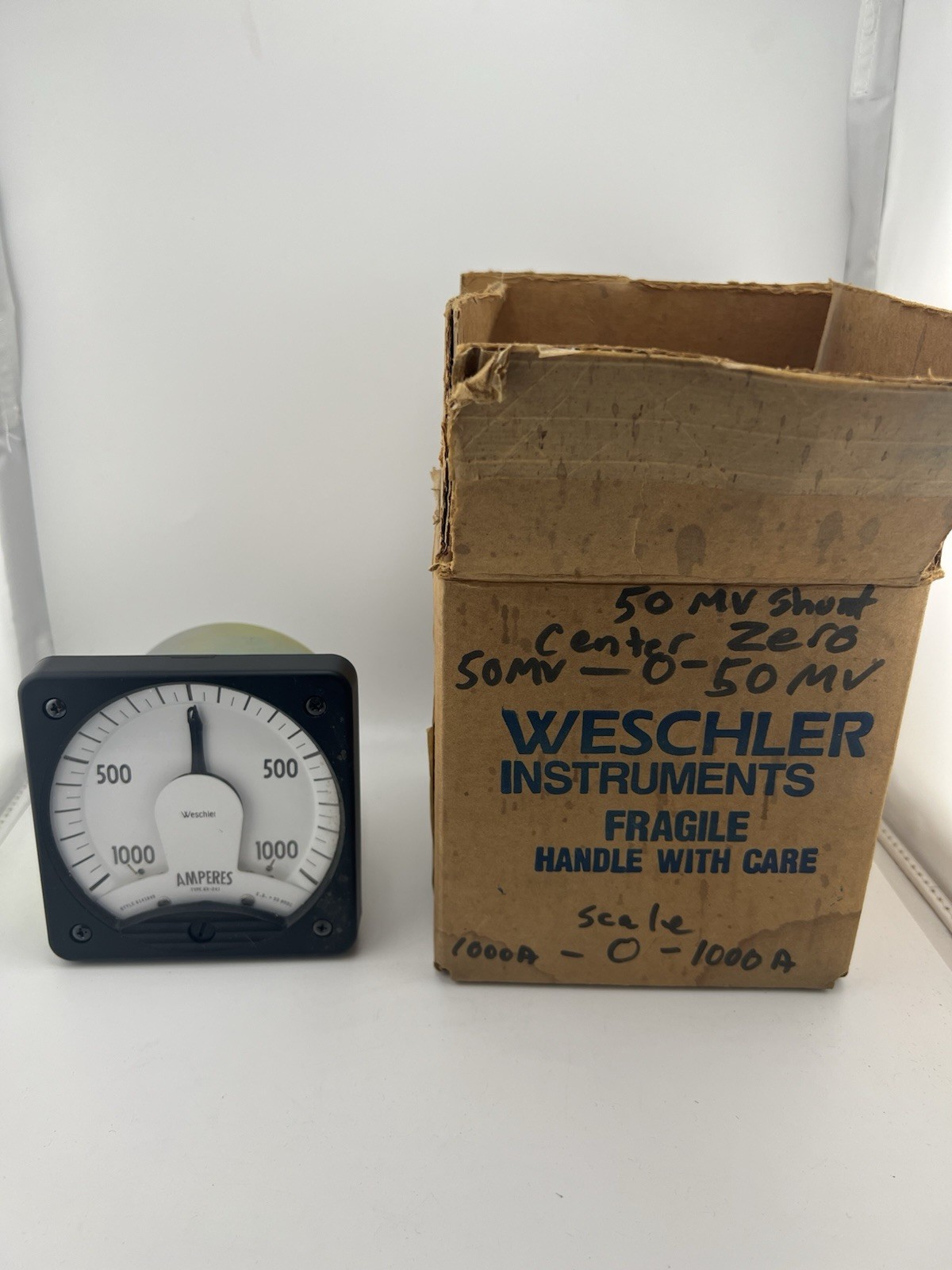 Weschler KX-241 0-1000-0A Ammeter Panel Meter Analog Gauge NOS Missing Hardware Weschler KX-241 0-1000-0A Ammeter Panel Meter Analog Gauge NOS Missing Hardware