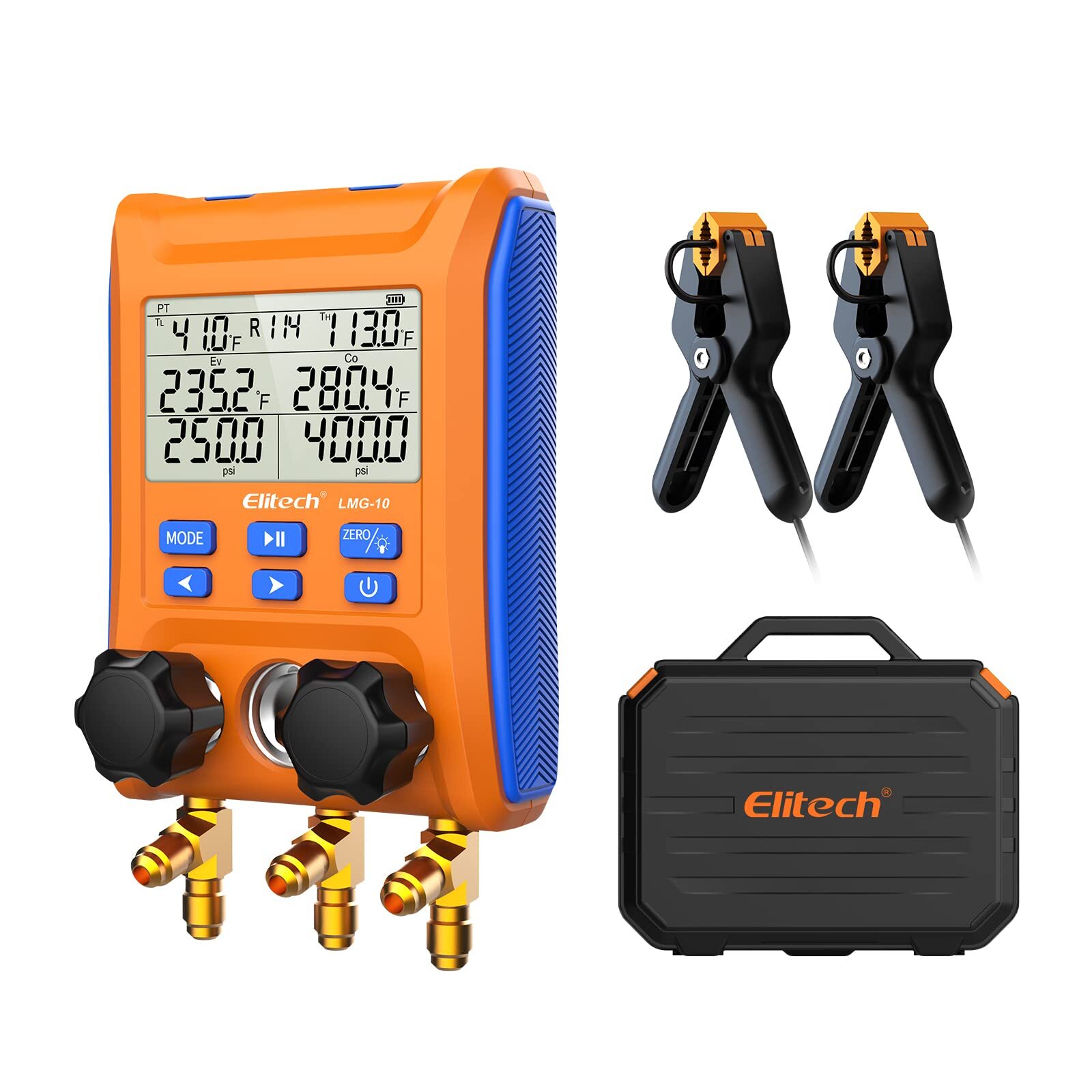 Elitech LMG-10 Digital Manifold Gauge Refrigeration Pressure Vacuum Temp Gauge Elitech LMG-10 Digital Manifold Gauge Refrigeration Pressure Vacuum Temp Gauge