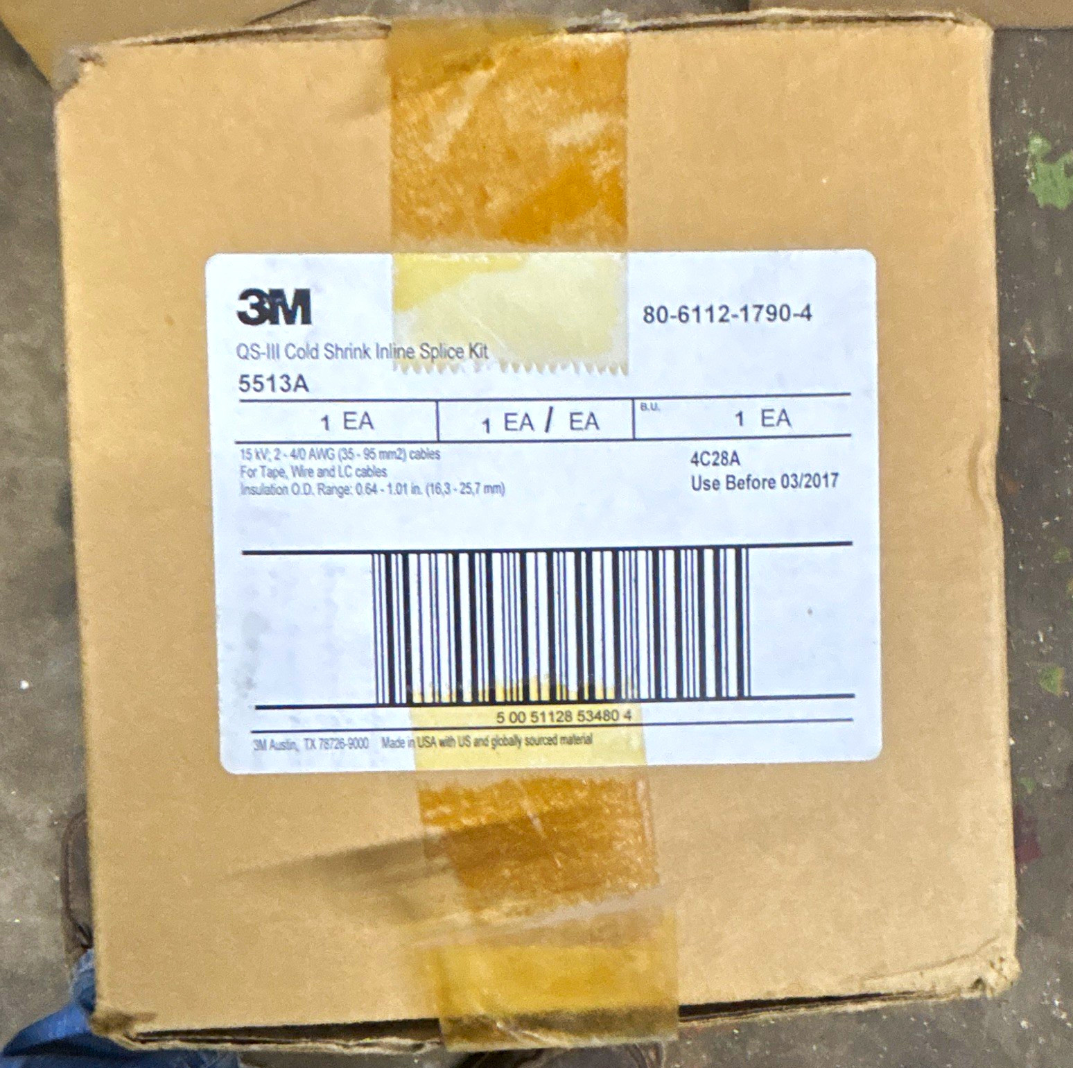 3M QS-III Cold Shrink In-Line Splice Kit 5513A 80-6112-1790-4
