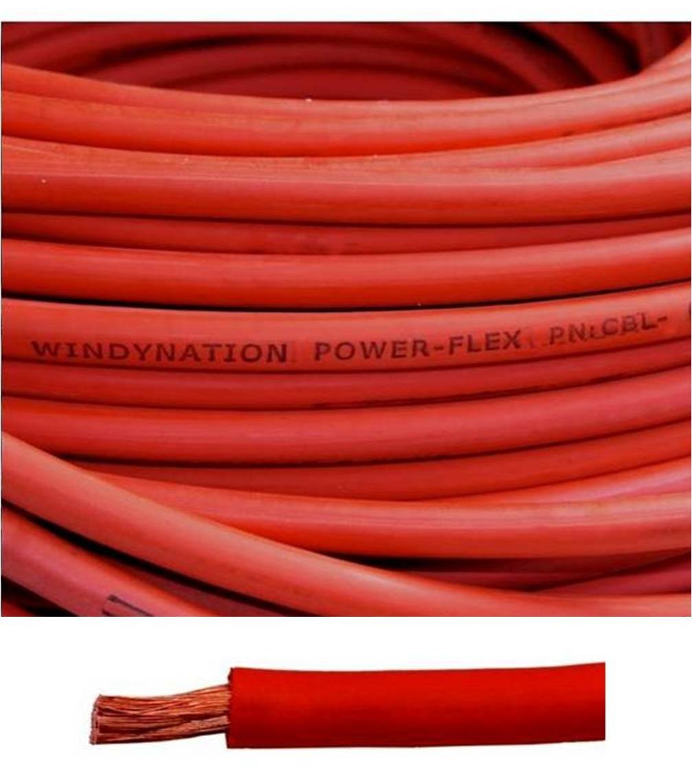 Windynation 1/0 Gauge 1/0 Awg 20 Feet Red Welding Battery Pure Copper Flexible