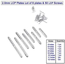 2.0mm LCP Plates Lot of 8 pcs & LCP Screws (50 pcs) Veterinary Instrument picture