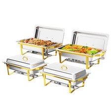 ROVSUN Chafing Dishes for Buffet 4 Pack, 9QT Chafing Dishes [Elegant Gold & picture