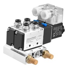 Pneumatic Solenoid Valve 4V210-08 DC 24V PT1/4 5 Base Muffler Quick Fittings Set picture