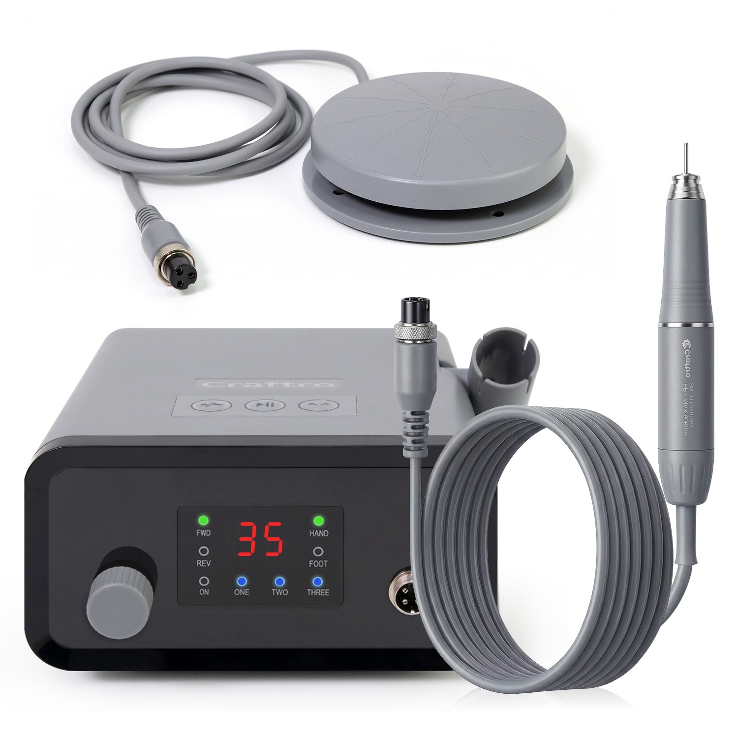 VK-MM2 Dental Lab Micromotor Polishing Unit 50K RPM Cord Handpiece + Foot Pedal VK-MM2 Dental Lab Micromotor Polishing Unit 50K RPM Cord Handpiece + Foot Pedal