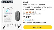 Plaud NotePin S AI Voice Recorder, 64GB Flash, with 4 Accessories picture