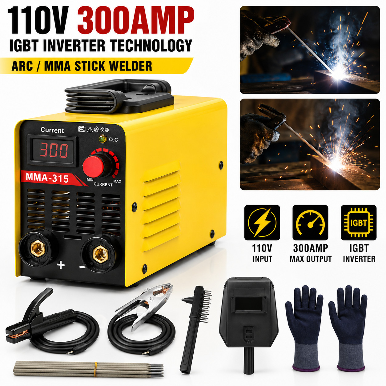 Welding Machine Inverter 110V 300AMP Mini IGBT ARC DC MMA Electric Welder Stick Welding Machine Inverter 110V 300AMP Mini IGBT ARC DC MMA Electric Welder Stick