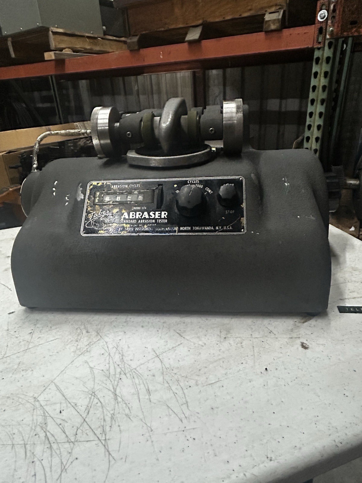 Teledyne Taber Instruments Abraser Model 174 Standard Abrasion Tester Teledyne Taber Instruments Abraser Model 174 Standard Abrasion Tester