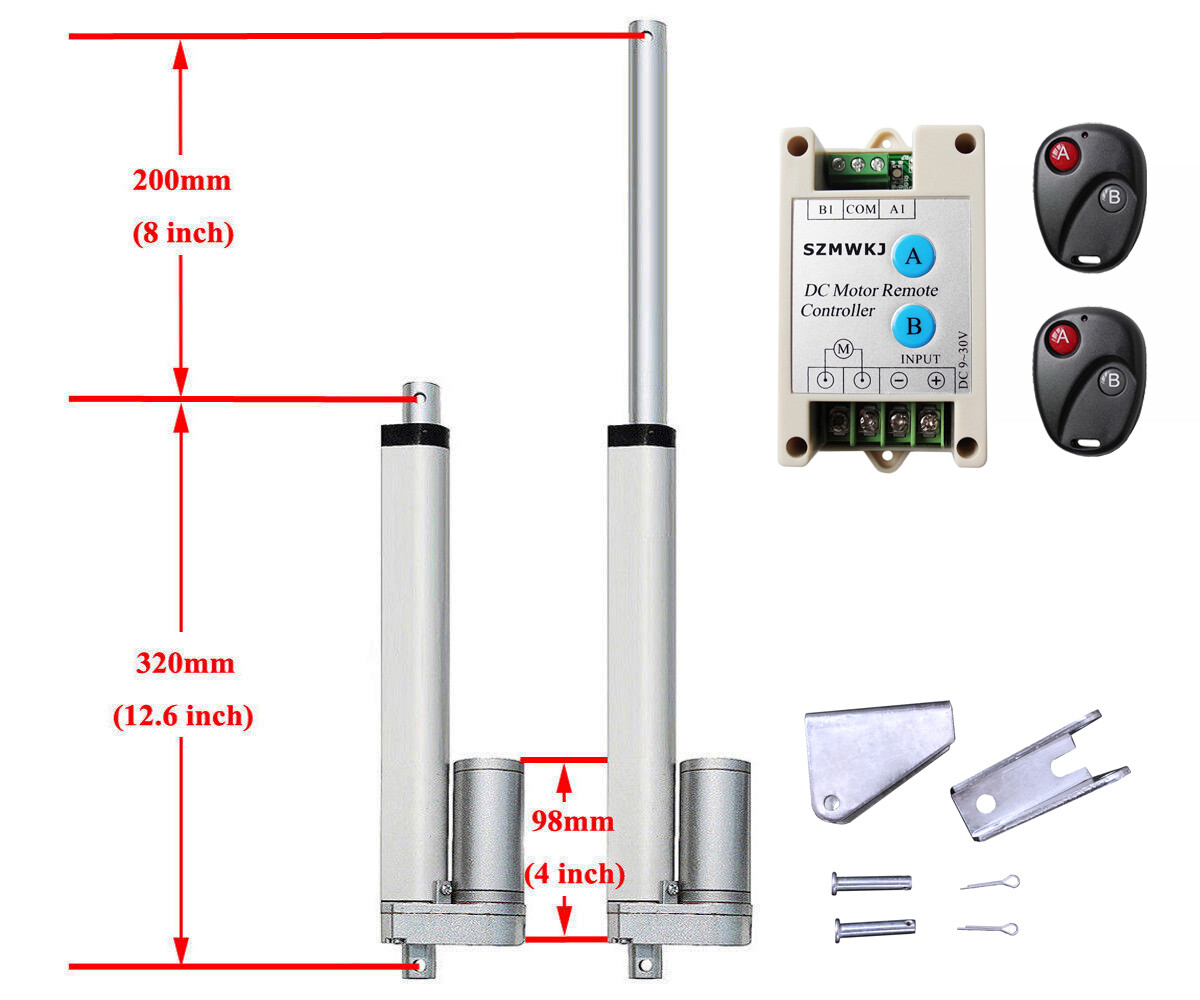 2PCS DC 12V Linear Actuators Putter Motor W/ Controller Brackets 220LBS Max Lift 2PCS DC 12V Linear Actuators Putter Motor W/ Controller Brackets 220LBS Max Lift