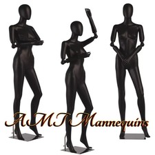 Heavy Duty Plastic Black Fullbody Female Mannequin w. Flexiable Arms, Metal Base picture