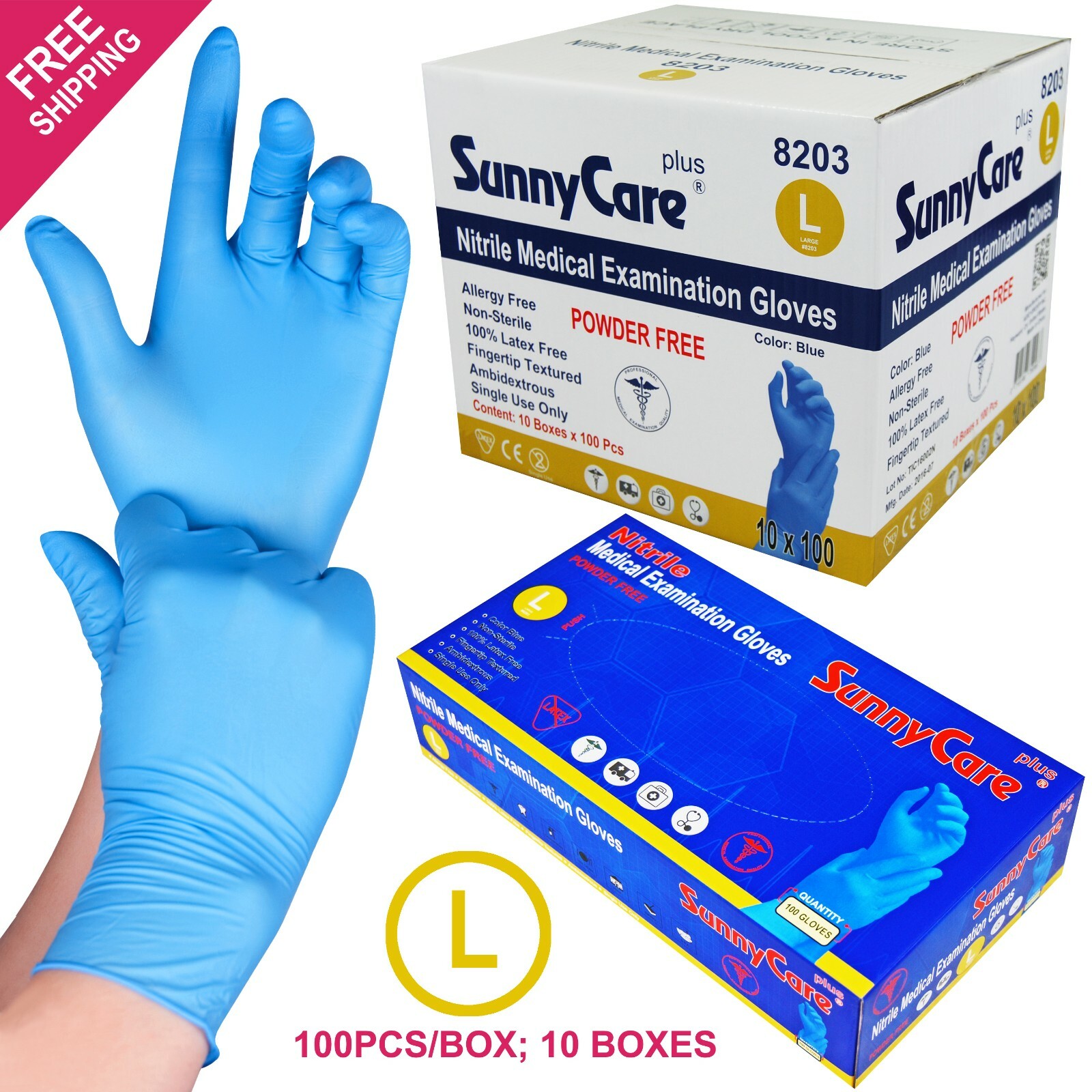 1000 SunnyCare #8203 Nitrile Exam Gloves Chemo-Rated (Powder Free Vinyl Latex) L 1000 SunnyCare #8203 Nitrile Exam Gloves Chemo-Rated (Powder Free Vinyl Latex) L