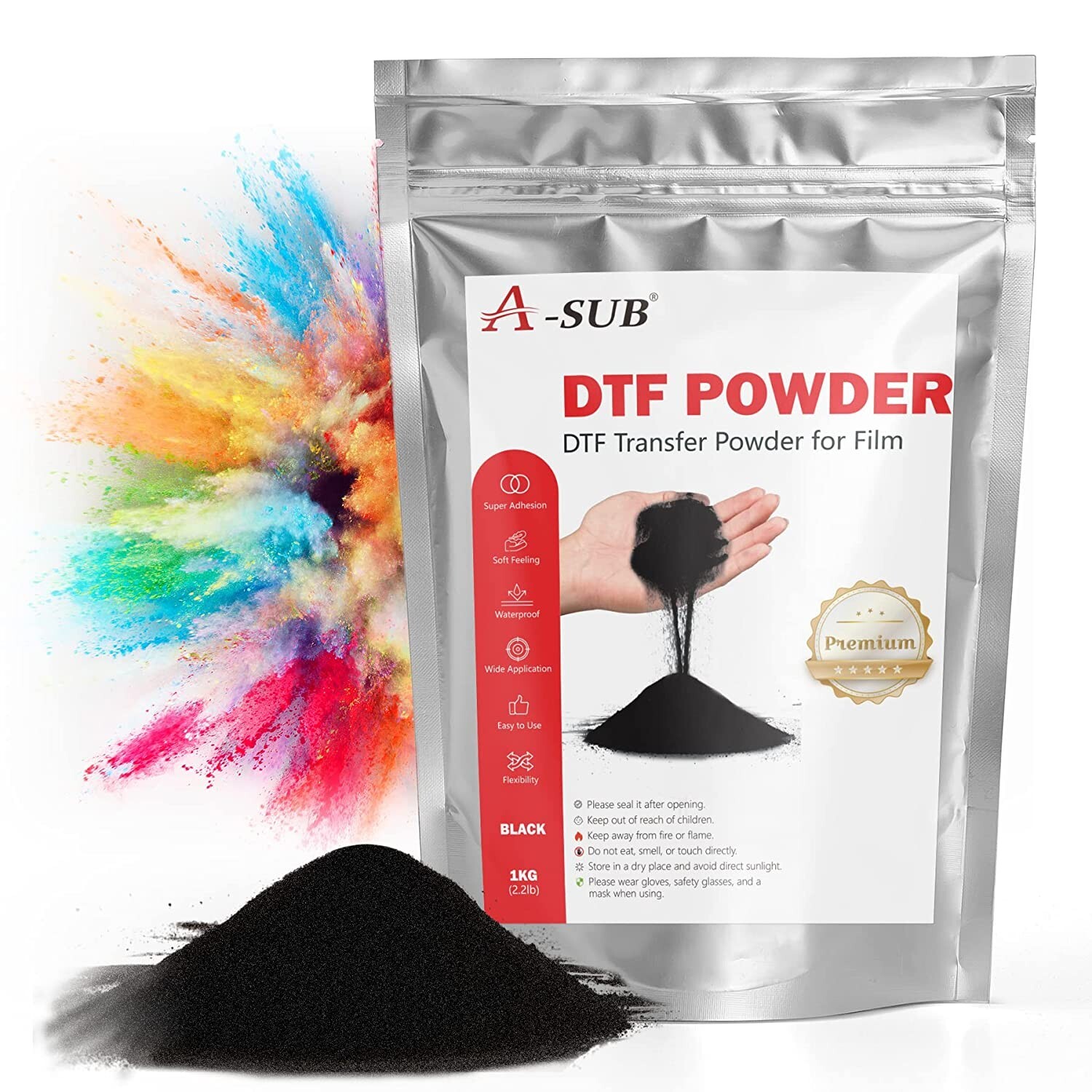 A-SUB DTF Powder Black, 2.2 lb Adhesive Sublimation Powder Dark Hot Melt A-SUB DTF Powder Black, 2.2 lb Adhesive Sublimation Powder Dark Hot Melt