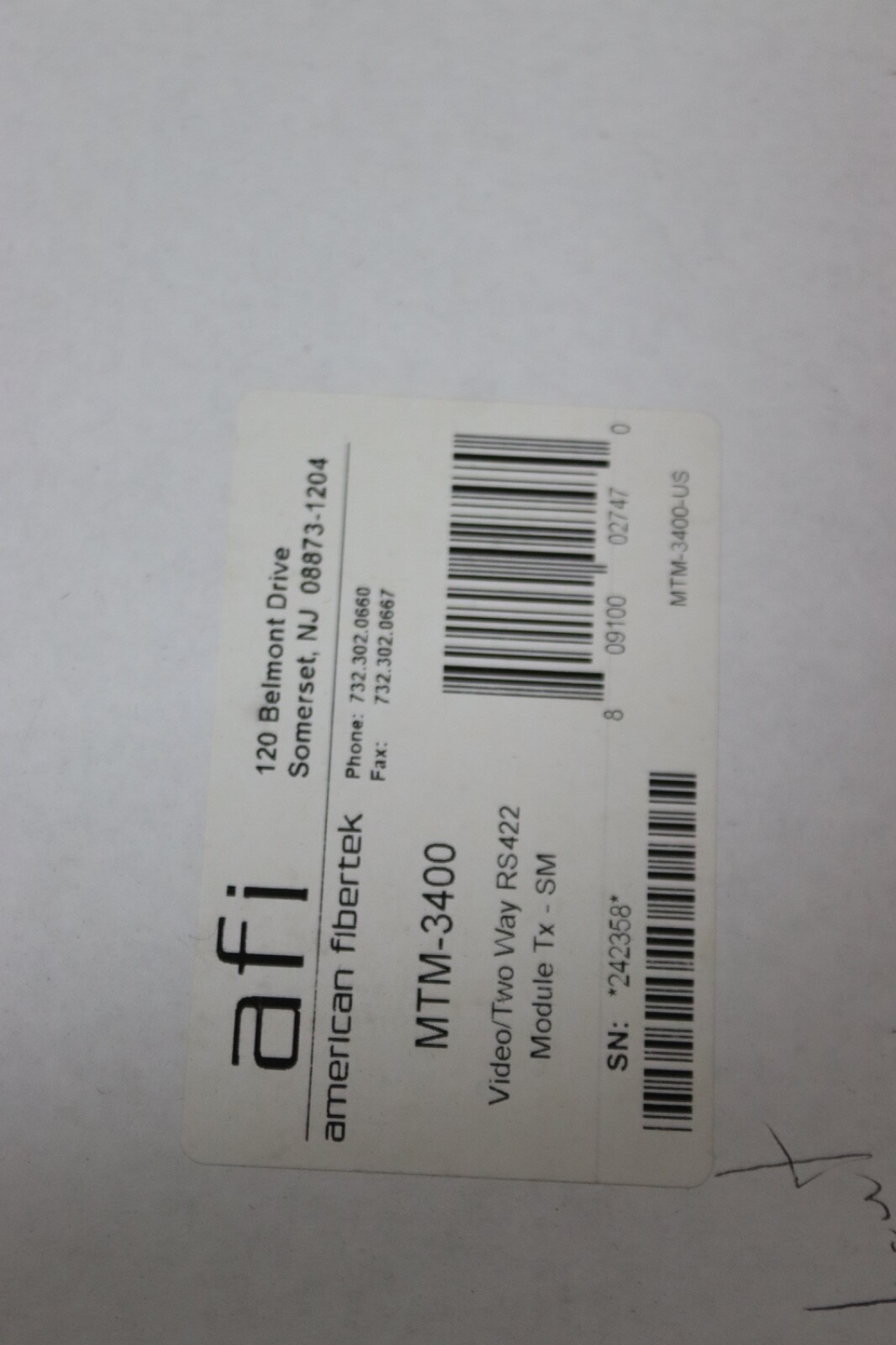 NEW AFI American Fibertek MTM-3400 NEW AFI American Fibertek MTM-3400