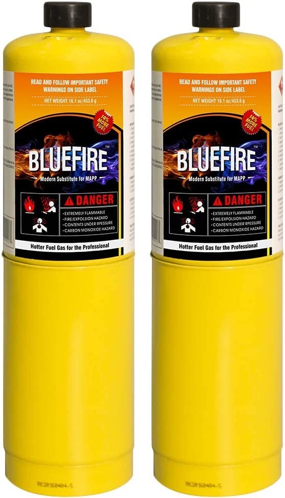 [NEW] BLUEFIRE MAPP MAP PRO Gas Fuel Cylinder, 14.1oz, Hotter than Propane
