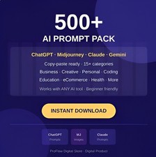 Ultimate AI Prompt Bundle 2026 | 500+ ChatGPT, Midjourney & Claude Prompts picture