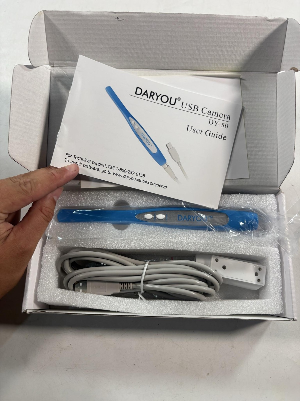 DARYOU DY-50 USB Dental Intraoral Camera Handheld Blue White W Cable Holder DARYOU DY-50 USB Dental Intraoral Camera Handheld Blue White W Cable Holder