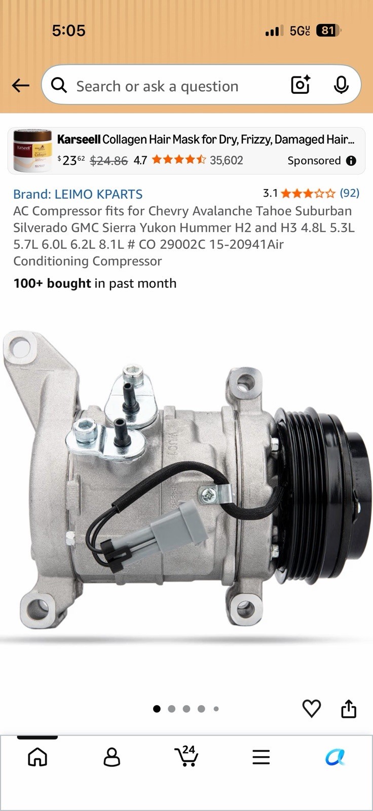 A/C Compressor With Clutch for 2001-2009 6.0l 5.3l 4.8l USA A/C Compressor With Clutch for 2001-2009 6.0l 5.3l 4.8l USA
