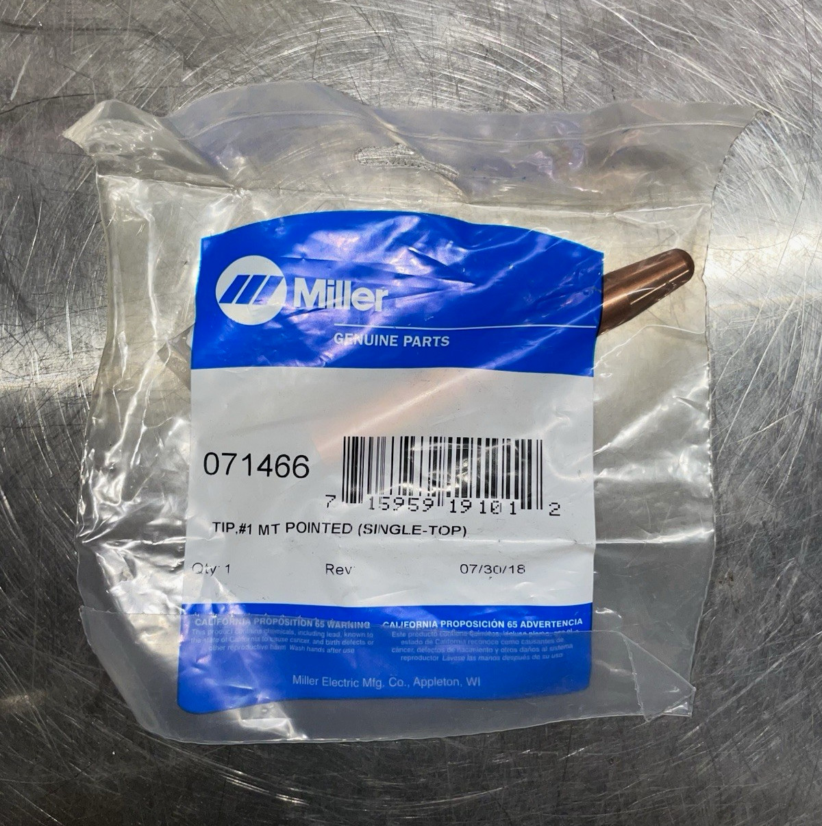 Miller Genuine Parts 071466 Welding Contact Tip TIP #1 MT Pointed (Single-Top) Miller Genuine Parts 071466 Welding Contact Tip TIP #1 MT Pointed (Single-Top)