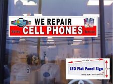We Repair Cell Phones Sales Service Led flat panel Light Box window sign 48