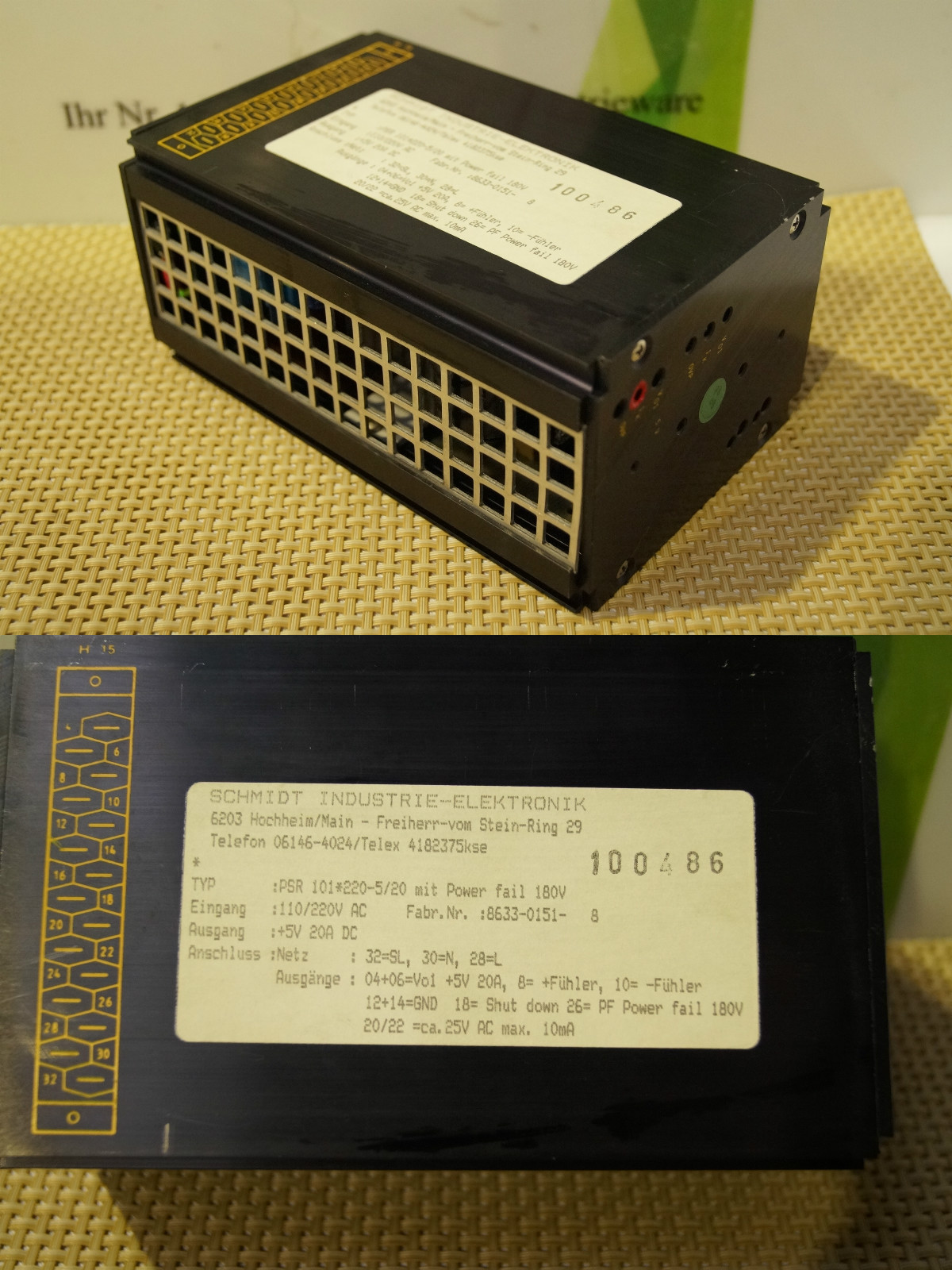 Schmidt Industrial Electronics PSR 101 220-5/20 with Power Fail 180V Schmidt Industrial Electronics PSR 101 220-5/20 with Power Fail 180V