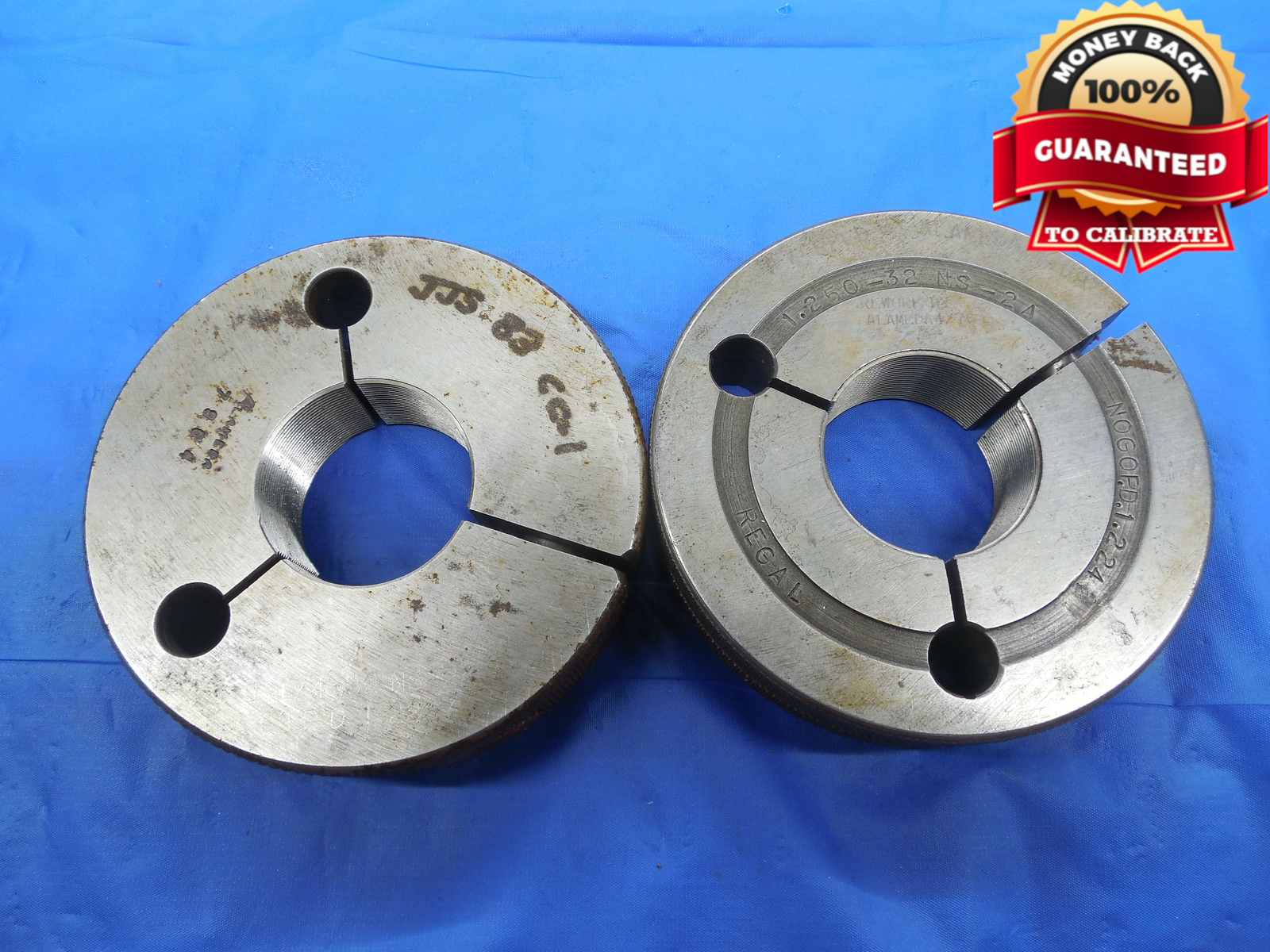 1 1/4 32 NS 2A THREAD RING GAGES 1.25 GO NO GO P.D.\'S = 1.2287 & 1.2248 UNS-2A 1 1/4 32 NS 2A THREAD RING GAGES 1.25 GO NO GO P.D.\'S = 1.2287 & 1.2248 UNS-2A