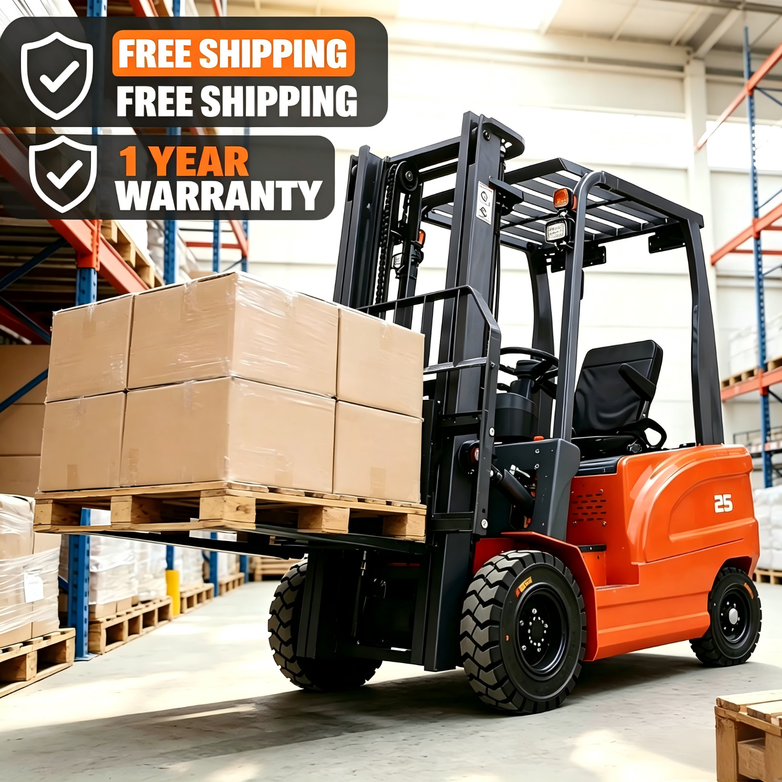 New 2.5 Ton Rated Capacity Electric Forklift Lifter with Side Shift, 2 Stage USA New 2.5 Ton Rated Capacity Electric Forklift Lifter with Side Shift, 2 Stage USA