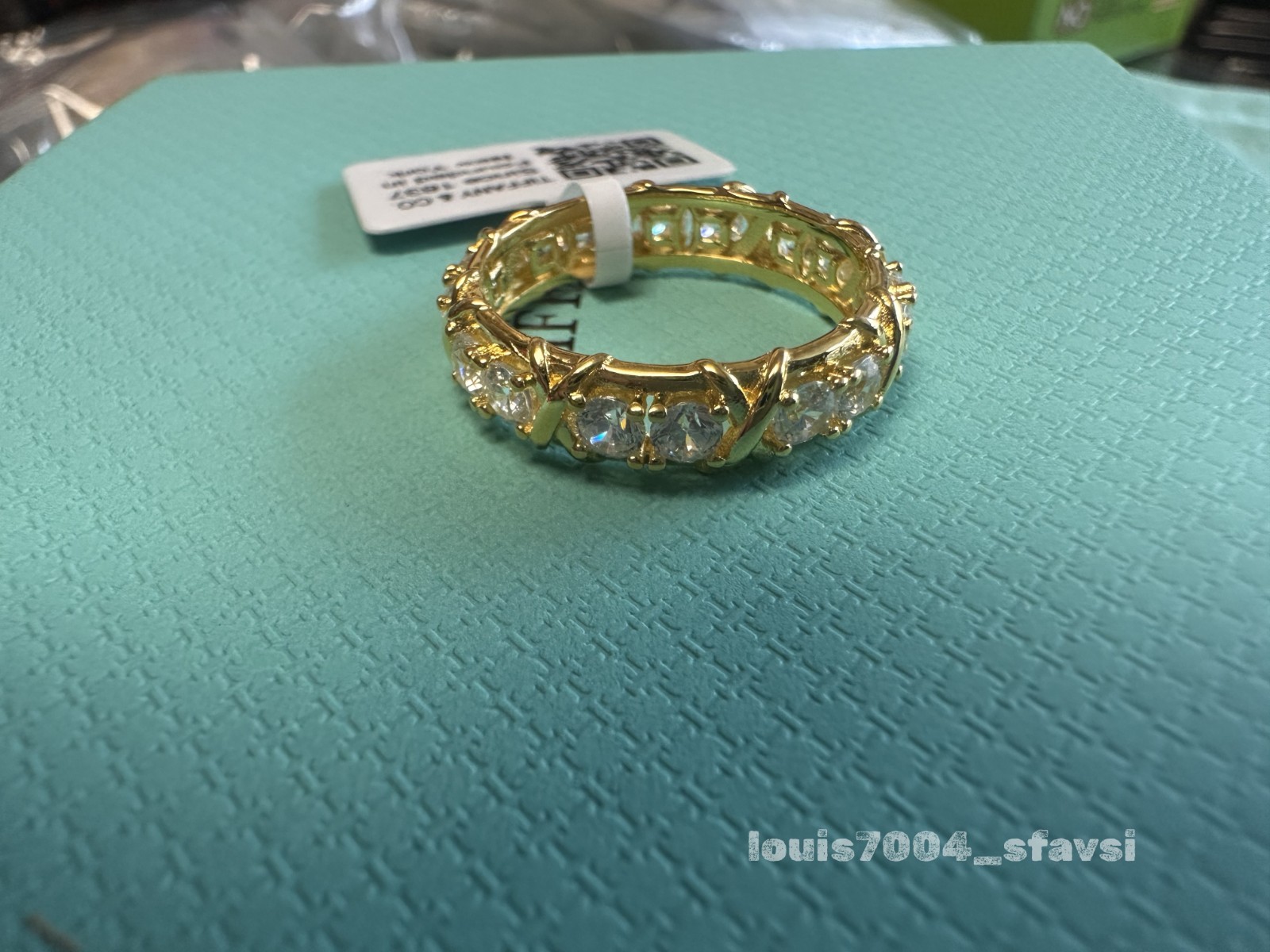 SchlumbergerTlfaany&C0Diamond 18kYellow Gold Vintage Sixteen Stone Band Ring sz8