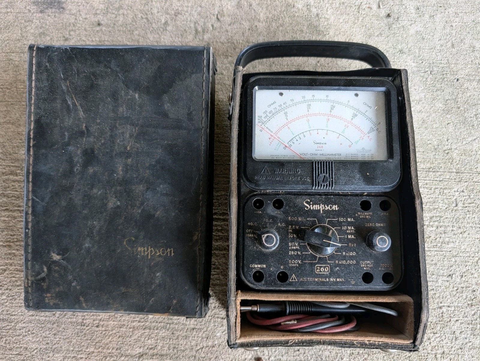 Simpson 260 Series 7 Handheld Analog Multimeter With Leads and Case  Untested
