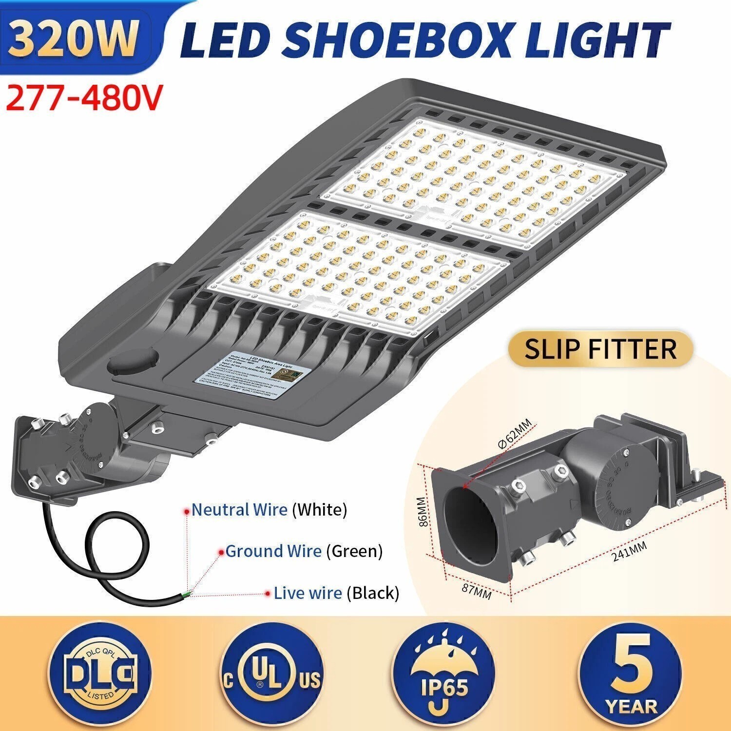 LED Parking Lot Light 480V 320W 48000LM Outdoor Commercial Area Shoebox Lighting LED Parking Lot Light 480V 320W 48000LM Outdoor Commercial Area Shoebox Lighting