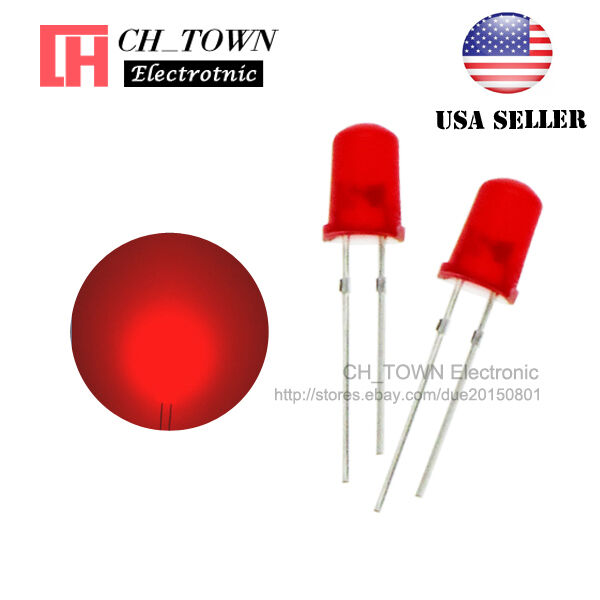 100pcs 5mm Diffused Self Red-Red Light Blink Blinking Flash LED Diodes Lamp USA