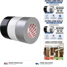 SWRT 9 Mil Duct Tape Heavy Duty, 2 in x 45 YD, 3-Pack, Black/Silver/White picture