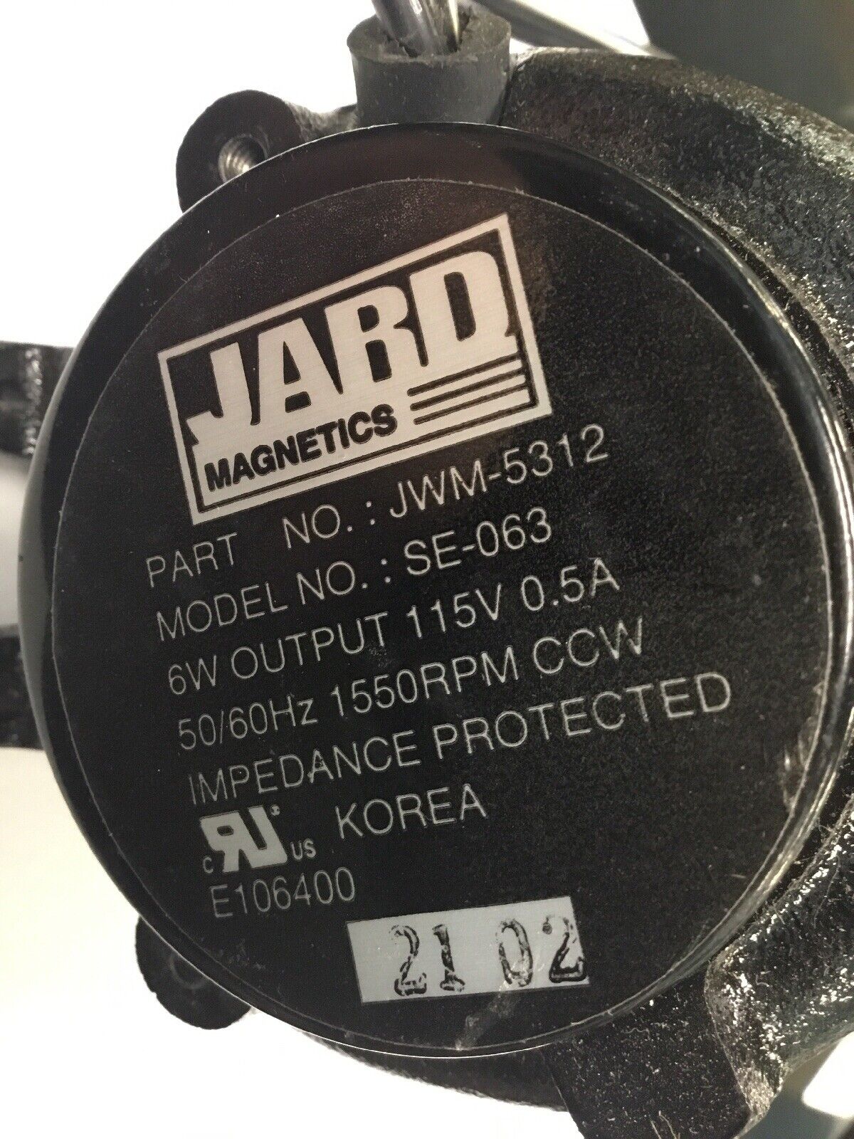JARD Magnetics JWM-5312 Unit Bearing Cast Iron Motor 6W 115 V .05A CCW Impedance