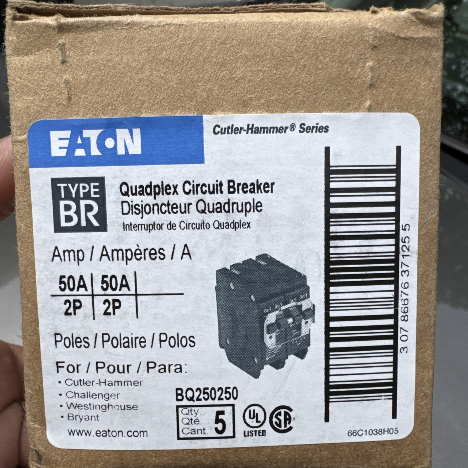 Pack Of 5 EATON Cutler Hammer BQC250250 50A/50A Quadplex Circuit Breaker New Pack Of 5 EATON Cutler Hammer BQC250250 50A/50A Quadplex Circuit Breaker New