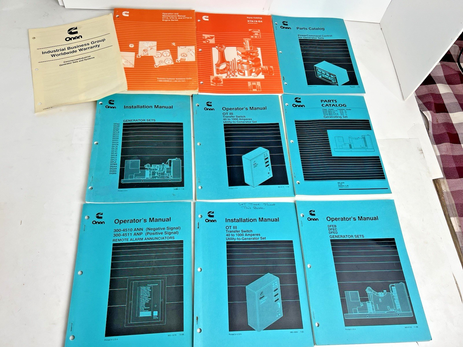 Onan DG Series Generator Sets Parts Catalog Operator\'s Manuals Lot x10 Onan DG Series Generator Sets Parts Catalog Operator\'s Manuals Lot x10