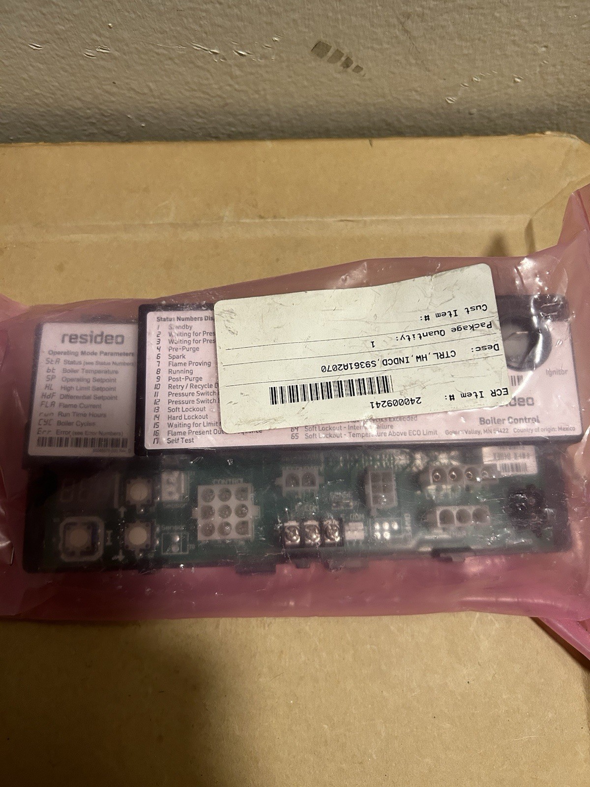 New resideo boiler control 1pc S9361A2070 
