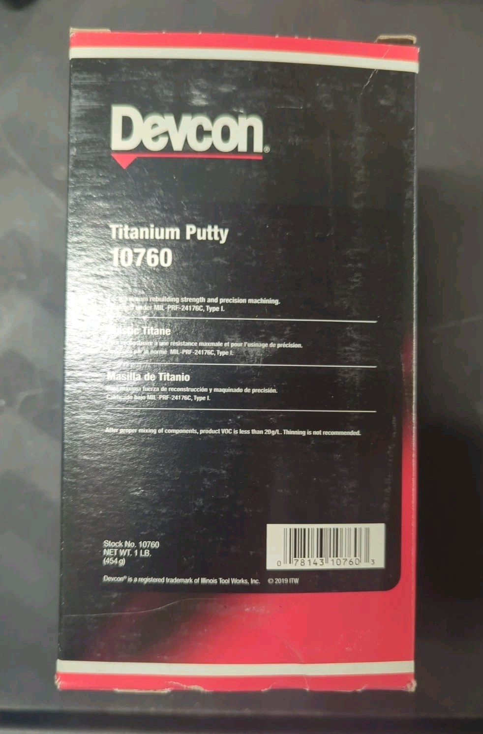 Titanium Putty Kit 1 lb Devcon 10760 78143107603 Grey Expiration Date 12/06/25 Titanium Putty Kit 1 lb Devcon 10760 78143107603 Grey Expiration Date 12/06/25