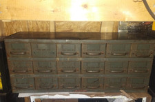 Vintage Equipto Industrial 18-drawer Metal Parts Organizer Cabinet 1940s -50s picture