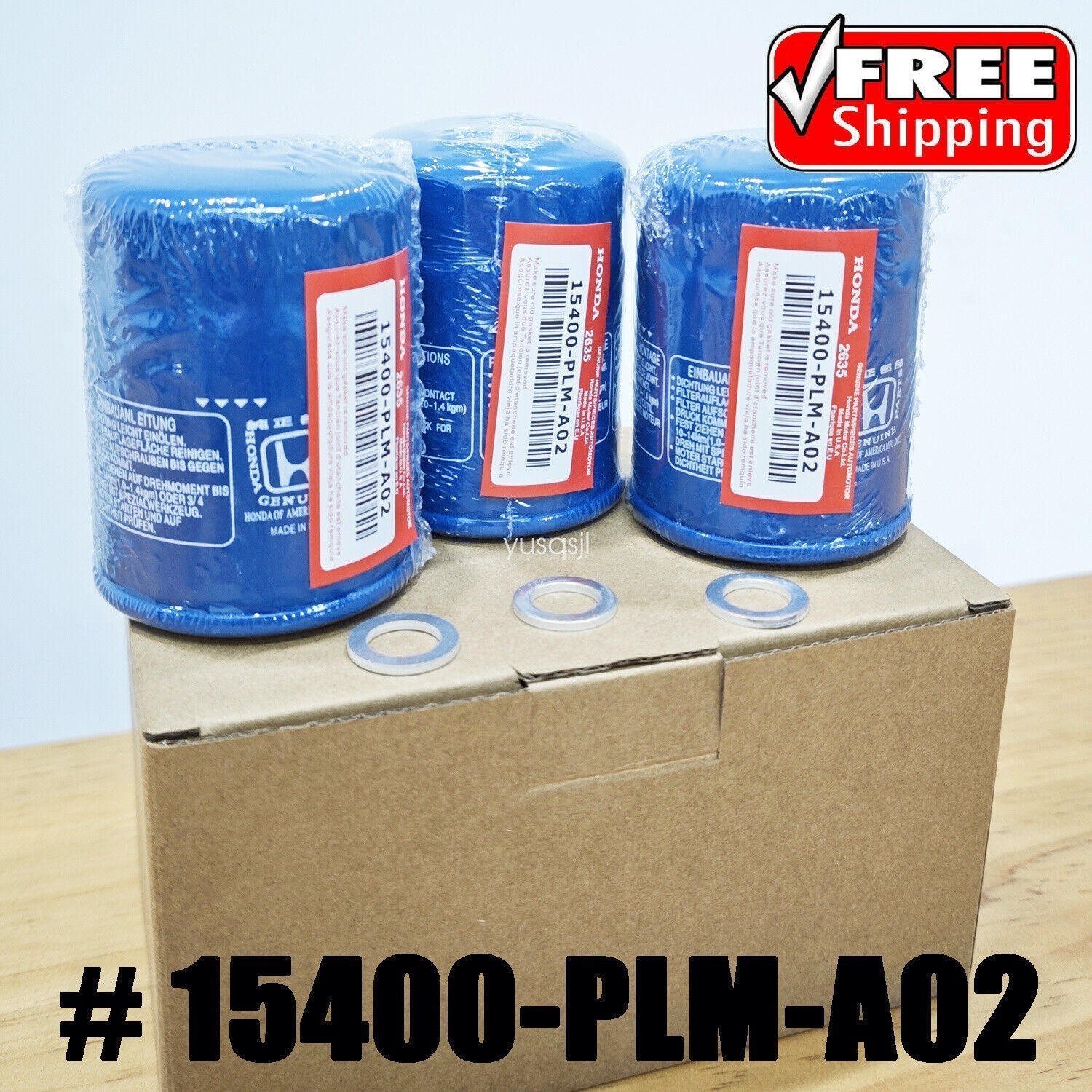 3 Honda Genuine Oil Filters WITH Drain Plug Washer 15400-PLM-A02 NEW SEALED US 3 Honda Genuine Oil Filters WITH Drain Plug Washer 15400-PLM-A02 NEW SEALED US