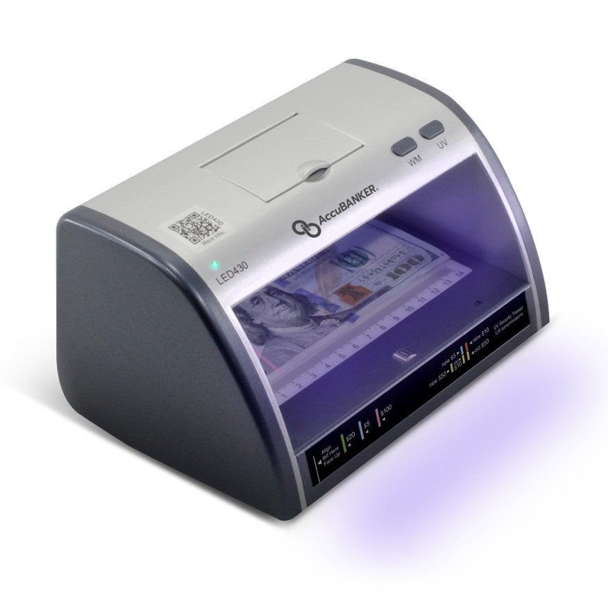 AccuBANKER LED430 6-Point Counterfeit Detector Multi Currency w/stand, UL Listed AccuBANKER LED430 6-Point Counterfeit Detector Multi Currency w/stand, UL Listed